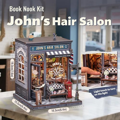 Fsolis Book Nook Kit - 3D Puzzles for Adults (John's Hair Salon) - color: John's Hair Salon