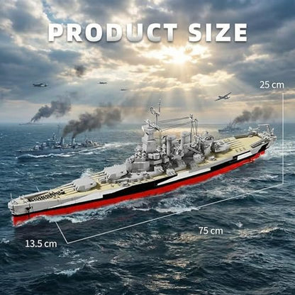 USS North Carolina - Battleship Building Blocks,2662 PCS for Adults 14+ - style: USS North Carolina