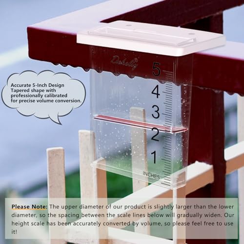 2Pack Waterfall Rain Gauge Outdoor with Clear Scale,Accurate 5-Inch Rain Gauges with Large Numerals &Easy-Read Red Float,Weather Resistant Outdoor Rain Gauge for Yard,Garden,Lawn,Deck,Fence - size: 2Pack