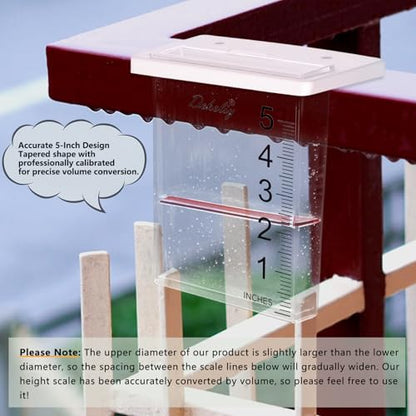 2Pack Waterfall Rain Gauge Outdoor with Clear Scale,Accurate 5-Inch Rain Gauges with Large Numerals &Easy-Read Red Float,Weather Resistant Outdoor Rain Gauge for Yard,Garden,Lawn,Deck,Fence - size: 2Pack