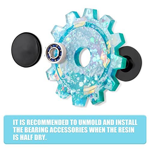 NiArt DIY Fidget Spinner Silicone Mold Kit, 5 Epoxy Resin Molds 10 Bearings, Stress Relief Casting Toy Gift for Adults, Create 10 Custom Spinners for Arts Crafts Home Decor - size: 5 Molds (A) + 10 BLACK Bearings