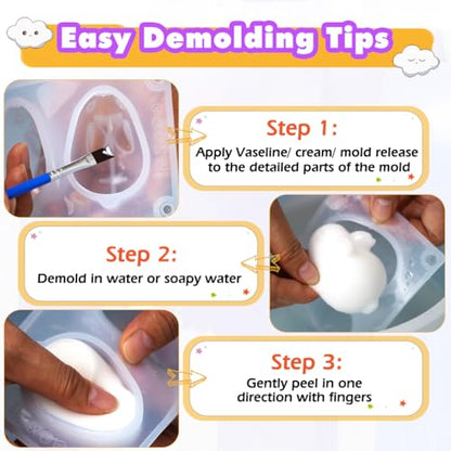 FUNSHOWCASE Taba Squishy Making Kit Gel+Bunny Silicone Mold+Flocking+Pigment - color: Bunny