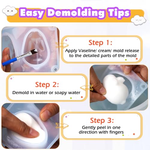 FUNSHOWCASE Taba Squishy Making Kit Gel+Bunny Silicone Mold+Flocking+Pigment - color: Bunny
