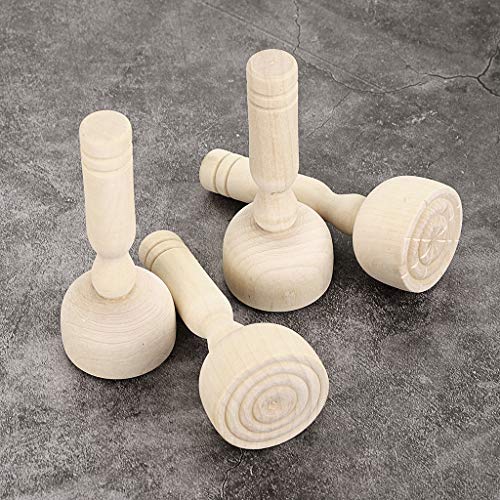OwnMy Wood Clay Stamp Set, Wood Playdough Tools Handle Pottery Stamps, 4PCS