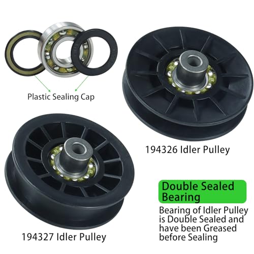 2 Pack 532194326 Idler Pulley with 532194327 Idler Pulley - color: A29 2x532194326+1x532194327+1/2x92 Belt