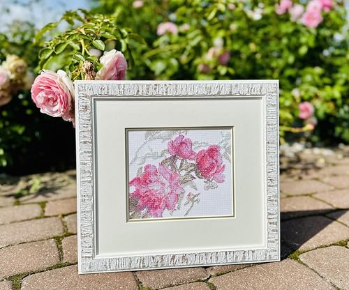 Aine A1010 Peonies. Whisper Counted Cross Stitch Kit 7 x 6 in - size: Peonies. Whisper