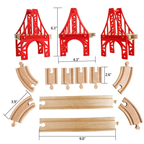 Wooden Train Bridges, 3 Suspension Bridge, Wooden Train Track Accessories, Wood Train Track, Train Tracks Compatible with All Major Brands - style: 3 Train Bridges