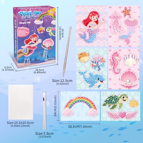 MZYTOZA Poke Art Kit for Kids Ages 4-8, Mess-Free Fabric Craft Set - color: Pink and Blue-Mermaid