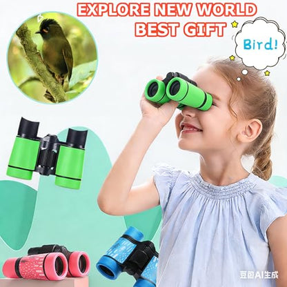 Kids Binoculars Ages 3-12 with Compass & Whistle - color: Green