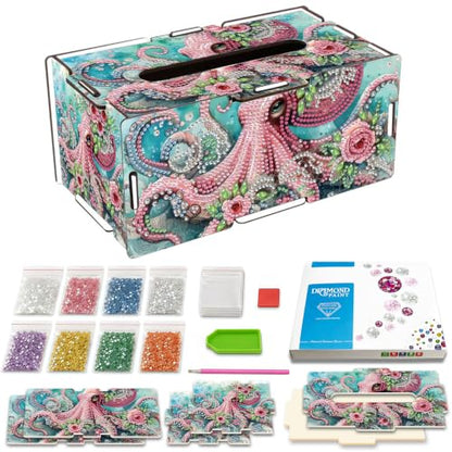 LSQFS DIY Diamond Art Tissue Box Kit,Ideal Handmade Gift - color: Octopus