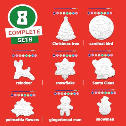 EggSun 8Pcs Stepping Stones Painting Crafts Kit for Kids 4 8 6, DIY Garden Stones Outdoor Paint Your Own Ceramic Unicorn Arts and Crafts for Boys Girls Ages 4 7 9 10 12 Christmas Birthday Gifts - style: Christmas