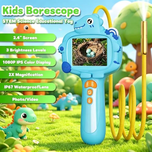 Kids Borescope Camera with Light, STEM Educational Toy, Blue - color: Blue