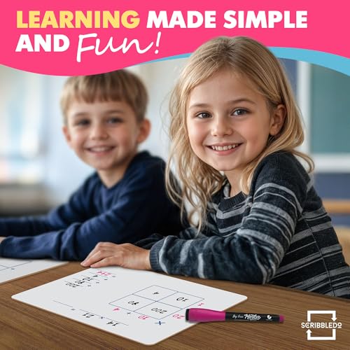 SCRIBBLEDO Dry Erase Ten Frame Area Model Board 9" x 12" Double Sided Whiteboard Math manipulatives for Kids - Area Model and 2 Ten Frames Math Practice for Addition Subtraction and Multiplication
