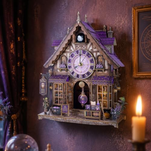 3D Puzzle for Adults Clock - Magic Bookshop Cuckoo Clock Model Kit - color: Magic Bookshop