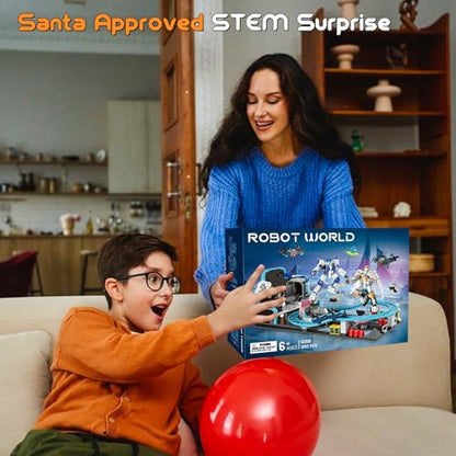 Robot Space Roller Coaster Building Toy for Kids,1293 Pieces Roller Coaster Amusement Park Block Building Set, Interactive Space Station Construction Kit Birthday Gift for Boys & Girls (Age 6+)