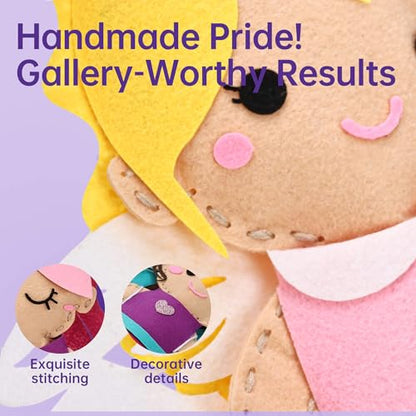 Cymbana Kids Sewing Kit, Make Your Own 5 Princess Felt Crafts Set for Girls - color: Princess