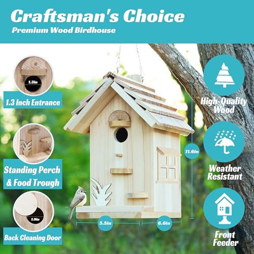 DIY Birdhouse Building Kit for Adults, Wooden Bird Houses to Paint for Kids, Outdoor Woodworking Kits Adult Crafts for Outside(Wood, 6.5in) - style: 6.5 in