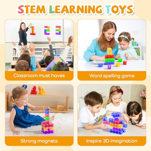 56PCS Transparent Magnetic Blocks for Kids Ages 3-5 Year Old Boys and Girls - style: Transparent Magnetic Blocks