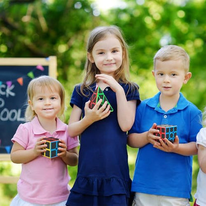 Carbon Fiber Speed Cube Set, 2x2 3x3 Pyramid Puzzle Cubes for Kids - style: Carbon Fiber