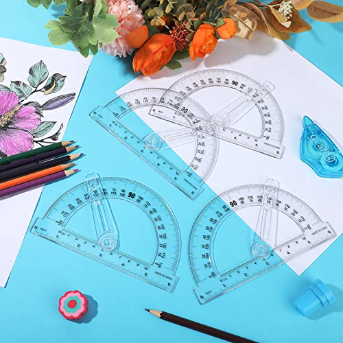 Zonon 6 Pcs Protractor with Swing Arm 6 Inch 180 Degree Math Protractors