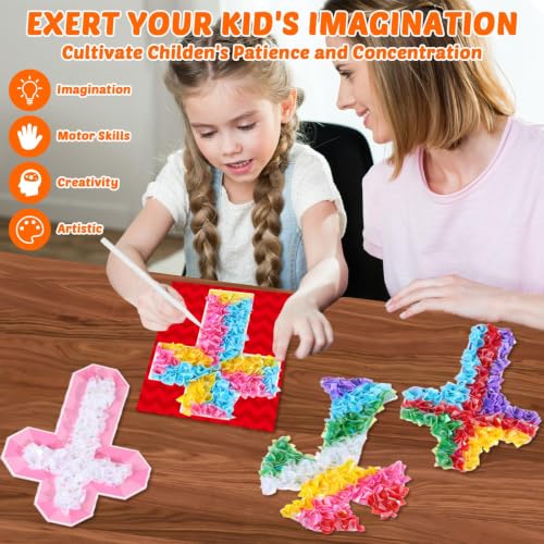 Lonfliness 8 Pcs Cross Poke in Craft Kits for Kids Mess Free DIY Art - style: Cross