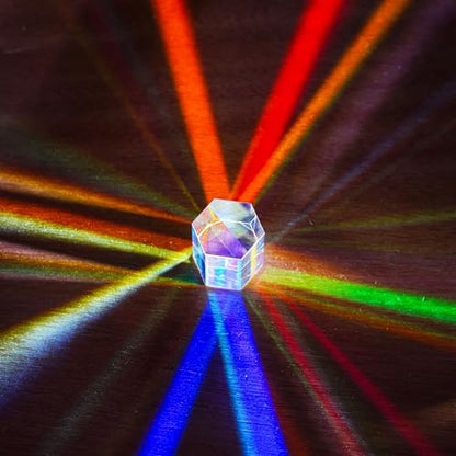 1.2'' Optical Glass RGB Dispersion Prism X-Cube for Physics Teaching Gift - style: 30mm Hexagonal prism