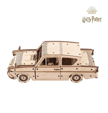 UGEARS Wooden 3D Puzzles for Adults - Flying Ford Anglia Harry Potter Puzzle 3D – Harry Potter Flying Car Building Kits for Adults DIY Model Kit with Spring Drive