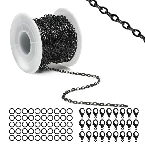 Lemonkey 33 Feet Black Chains for Jewelry Making,Necklace & Craft - color: Black, size: 3mm