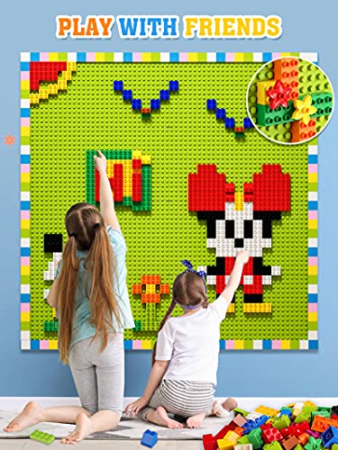 Build On Wall or Table - Customize Building Block Wall, 8 Pack (10" x 20") Self Adhesive Building Base Plate, 440 Pcs Compatible with All Major Brand Brick - Fastest Easiest DIY Fun Wall and Desk - style: 440 Pcs Building Blocks and 8 Pcs Baseplate
