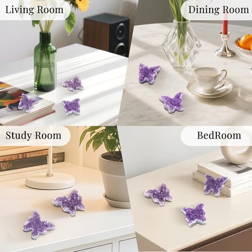 ZHIYUXI Butterfly Gifts Crystal Butterfly Cluster Amethyst Healing Crystals - color: U# Butterfly