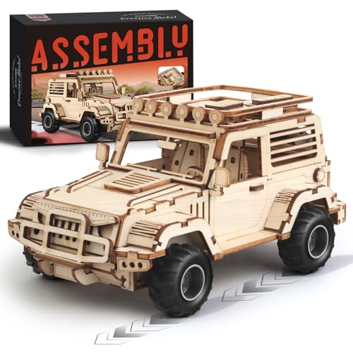 3D Wooden Puzzles for Adults to Build, Off-Road Car Model Kit