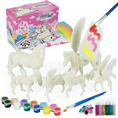 whatstem DIY Painting Unicorn Kit Arts and Crafts Set for Kids or Girls Decorate and Drawing 3D Toys for Children Gift(6 Unicorns) - color: UNICORN