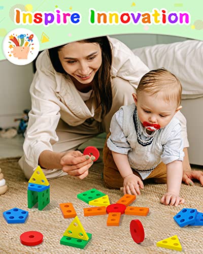 Montessori Sensory Toys for 1 2 Year Old Boy Girl Gifts, Puzzle for Toddler - style: Rainbow