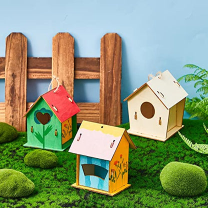 Juexica 15 Pcs DIY Wooden Birdhouse Kit for Kids to Paint Craft Art Modern - color: Modern