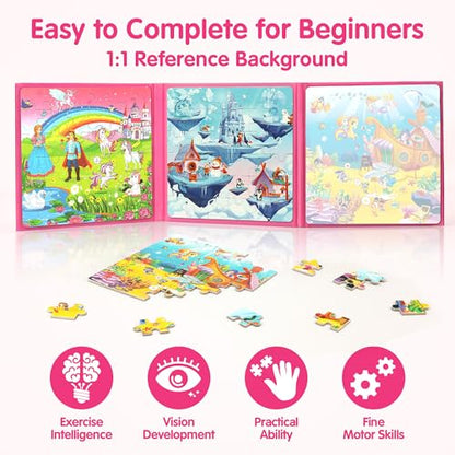 SYNARRY Unicorn Princess Mermaid Magnetic Puzzle for Kids Ages 3-5 - style: Princess Mermaid