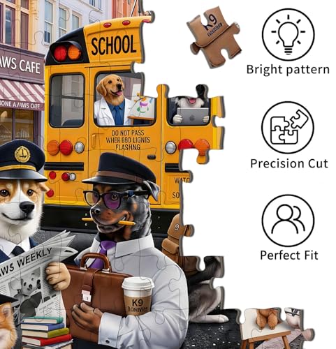 Puzzles for Kids Ages 6-8 8-10 200 Piece Puzzles Colorful Bus Dog Puzzle - color: Puppy