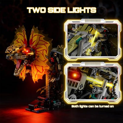 HJPLPXH Mechanical Dilophosaurus Building Blocks Set with LED Eyes - style: Dilophosaurus