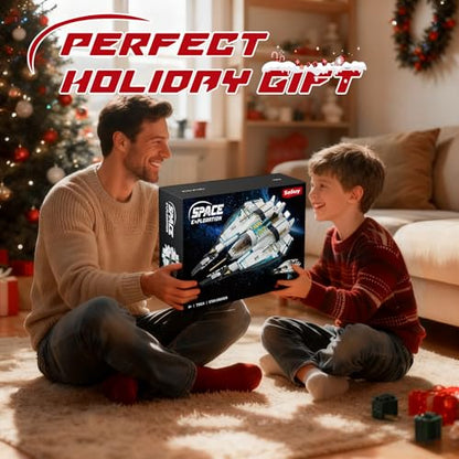 Sosuy Spaceship Building Blocks Set, LED Rocket Shuttle Ship, STEM Toys for Boys 8+, Rotatable Cockpit Space Exploration with Display Stand, Birthday for Boys Kids Girls Teens Adults - style: Starcruiser Fighter