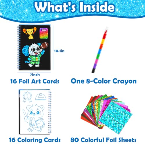 FUNNYB&G Foil Art Craft Kit for Kids, Sparkly Birthday Gift Toy for Boys - style: Happy Back to School