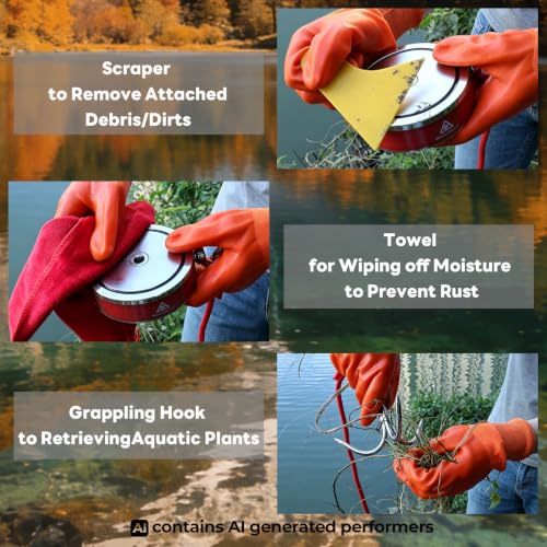 Heavy Duty Magnet Fishing Kit, 2600LB Double-Sided Magnet and 98ft Rope