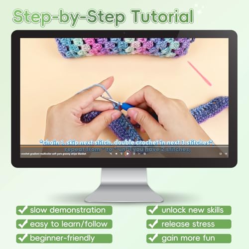 Aeelike Crochet Blanket Kit for Beginners, Easy Crochet Kit, Green Gradient - color: Moss Green Gradient