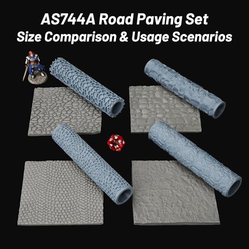 AUSPDICE RPG Terrain Texture Roller for Foam and Clay Modeling - color: As744a Road Paving Set