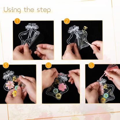Taobary 91 Pcs DIY Dried Flowers Bookmarks Transparent, Classic Color - color: Classic Color