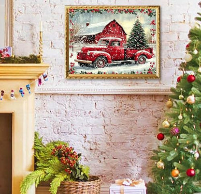 ijbnhd Christmas Red Truck Diamond Art Kits for Adults - color: Christmas Red Truck, size: 16x12in(40x30cm)