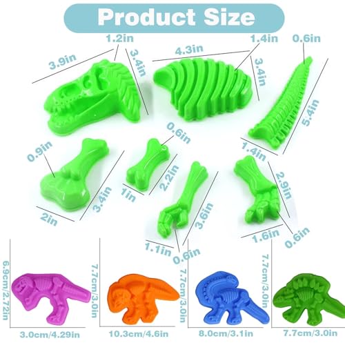 Unleash Creativity with 11 Unique Dinosaur Fossil Molds Dough Toys Dough Accessories Set.Ideal as a Gift for Kids Aged 3-4-8 Years