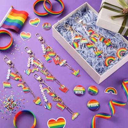 CraftyDream 558 Pcs Rainbow Charm Keychain Making Kit Name Keychain Craft - style: Gay Pride