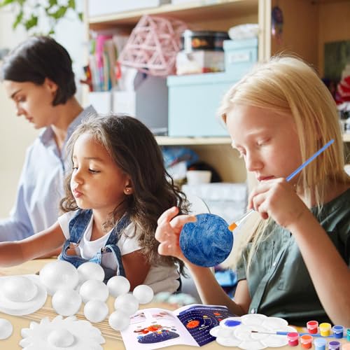 Ayfjovs Solar System Project Kit, Solar System Foam Balls Crafts for Kids School Projects to Learn Planets, Solar System Model Kit Includes Mixed Sizes Polystyrene Balls, Pigments for DIY, STEM Kits