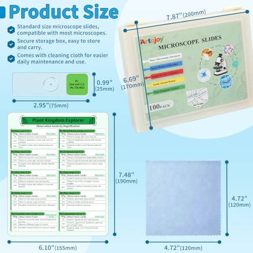 100PCS Prepared Microscope Slides 5 Themed Sets for STEM Education