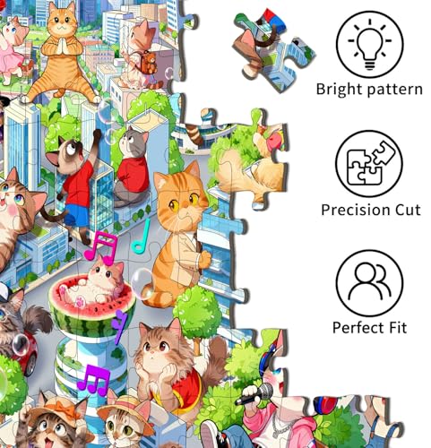 Puzzles for Kids Ages 6-8 8-10 - 200 Piece Puzzles - City Cats Puzzle - color: City Cat