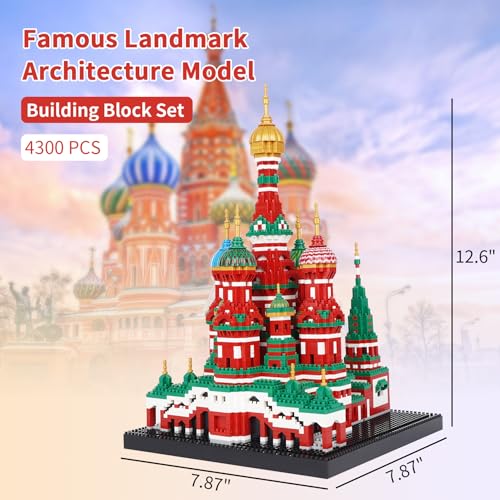 Building Block Set, Saint Basil's Cathedral Architecture Model Micro Mini Blocks, Educational Mini Blocks, 4300 PCS - color: Saint Basil's Cathedral